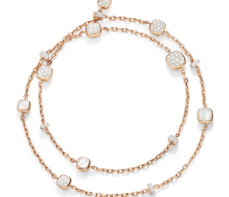 NUDO COLLANA sautoir in rose gold with mother-of-pearl and diamonds by Pomellato